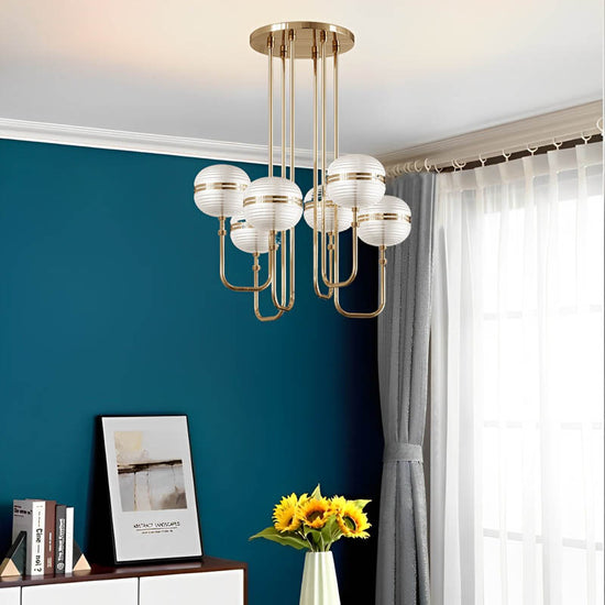 BUY online Premium Metal Glass Chandelier by Gloss (0827/6) - Best Chandelier for Living Room decor