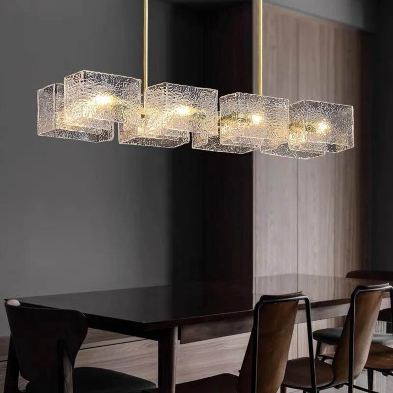 Buy Online Metal Glass Chandelier by Gloss (0932/8 Rectangle) - Best Chandelier for Kitchen decoration
