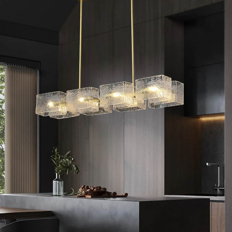 Metal Glass Chandelier by Gloss (0932/8 Rectangle) - Best Chandelier for home decoration
