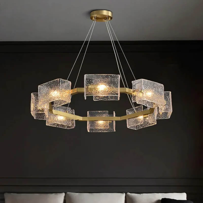 BUY ONLINE Metal Glass Round Chandelier by Gloss (0932/8) - Best Chandelier for bedroom decor 