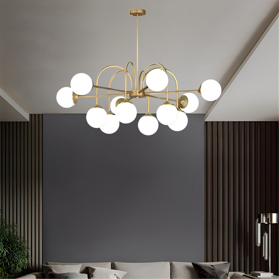 White Glass Ball Chandelier by Gloss (0975/12)