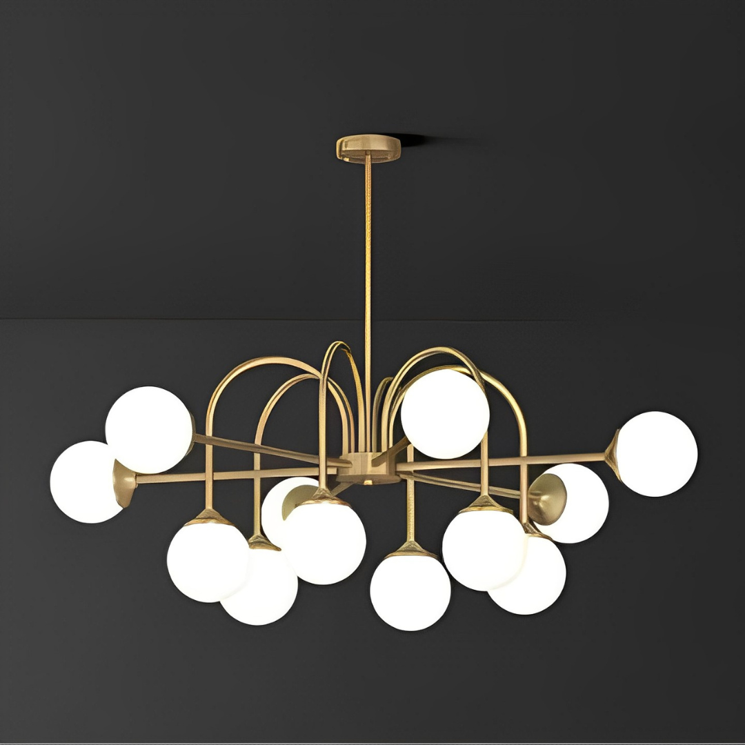 White Glass Ball Chandelier by Gloss (0975/12)