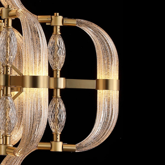Iron Glass Circle LED Double Height  Chandelier by Gloss (9500)