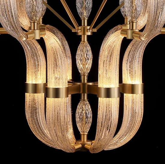 Iron Glass Circle LED Double Height  Chandelier by Gloss (9500)