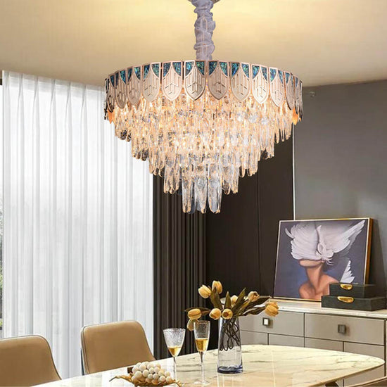 BUY Online Round K9 Clear Crystal Chandelier by Gloss (21100) - Best Chandelier for dining room decor