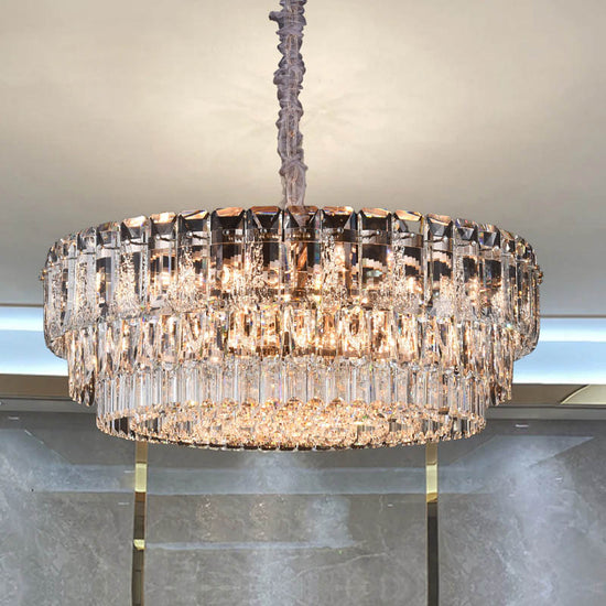 BUY ONLINE Premium Modern Clear Crystal Rose Gold K9 Chandelier by Gloss (2218) at affordable price - Best chandelier for Living room decor 