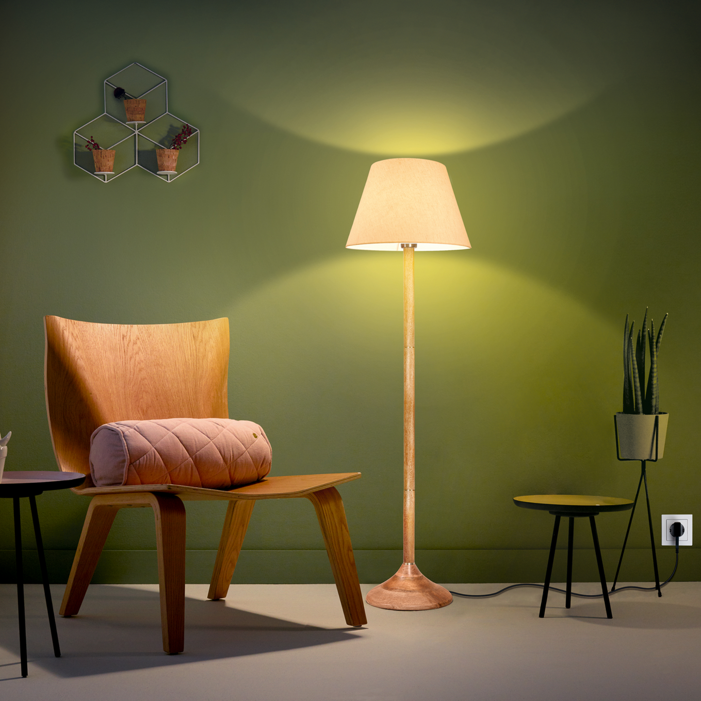 Premium Ornate Wooden Floor Lamp by Philips (582084)