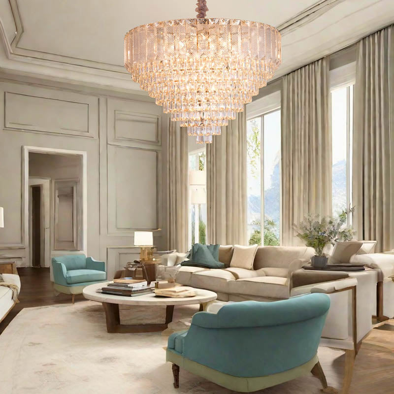 Crystal Designer Glass Chandelier by Gloss (6256/round) - Best Chandelier for Living Room Decor