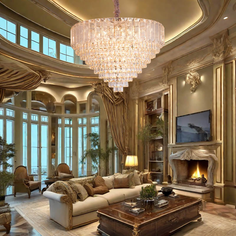 BUY ONLINE Crystal Designer Glass Chandelier by Gloss (6256/round) - Best Chandelier for Living Room Decor