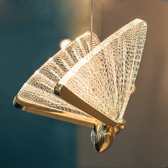 Butterfly Metal Acrylic Crystal LED Pendant Light by Gloss (6326)