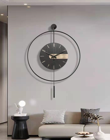 Black Round Wall Clock by Gloss(7739)