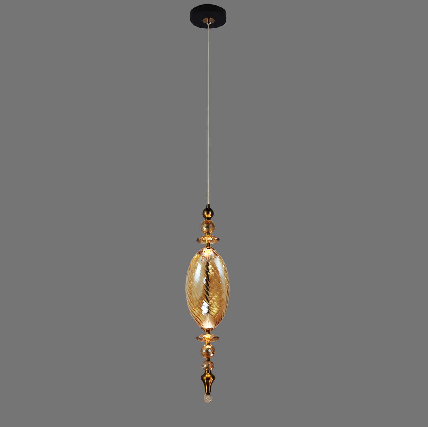 Luxury Amber and Smokey Crystal LED Pendant Light by Gloss (A1933/A/A3)