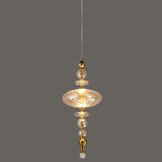 Premium Amber Crystal Metal Glass LED Hanging Indoor Pendent Light by Gloss (A1933/C/A3)