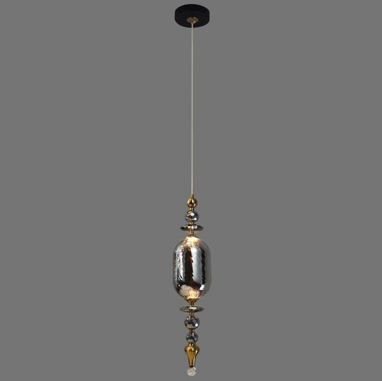 Amber and Smokey Crystal LED Pendant Light by Gloss (A1933/D/A3)