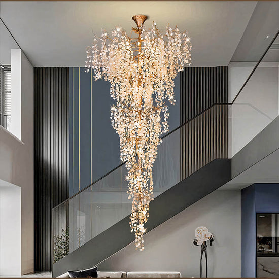 Aluminium with Crystal Glass Double Height Chandelier by Gloss (XQ-CR012) - Best Chandelier for Living Room