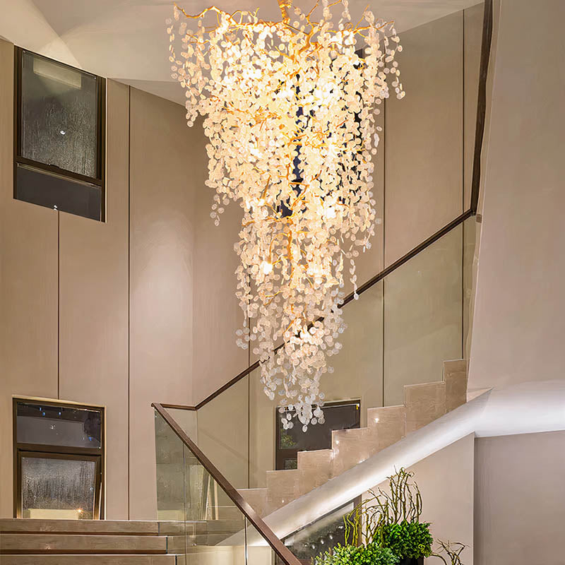 Aluminium with Crystal Glass Double Height Chandelier by Gloss (XQ-CR012) - Best Chandelier for Roof