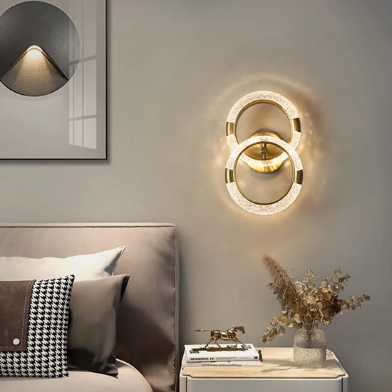 Nordic Luxury Creative Copper Colour Double Earrings Beside LED Wall Lamp by Gloss (B5306)