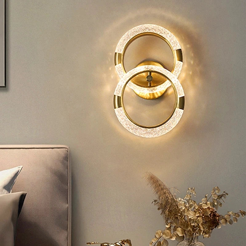Nordic Luxury Creative Copper Colour Double Earrings Beside LED Wall Lamp by Gloss (B5306)