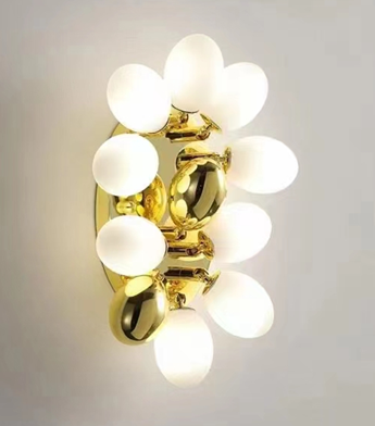 Small Egg Shape  white & Gold Ball Wall Light by Gloss (B948)