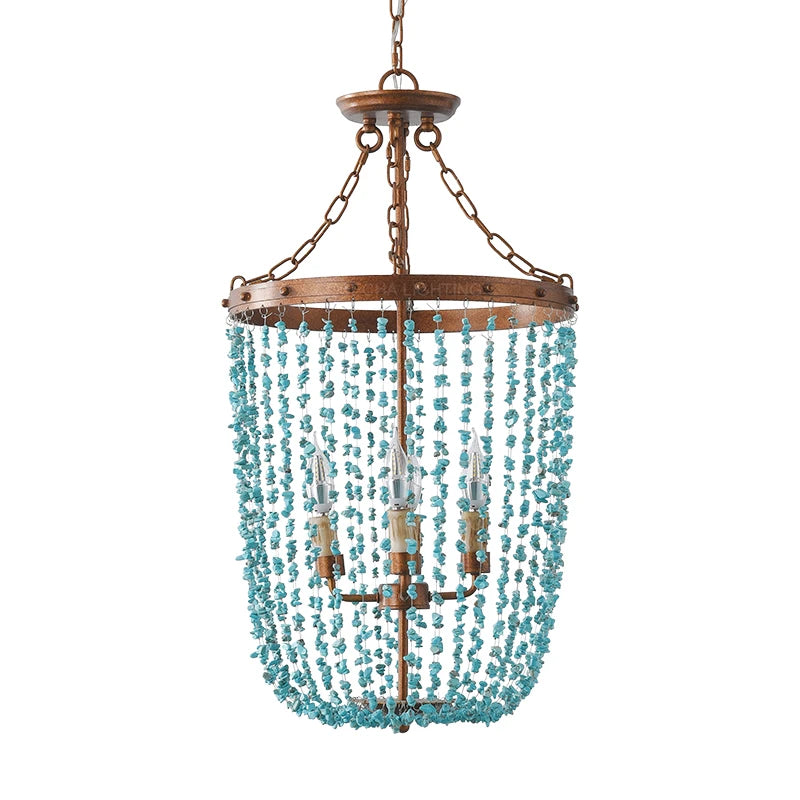 Turquoise Stone Chandelier by Gloss (9120/4)