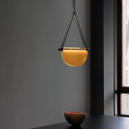 Leather and Glass LED Pendant Lamp by Gloss (MD3202-C)