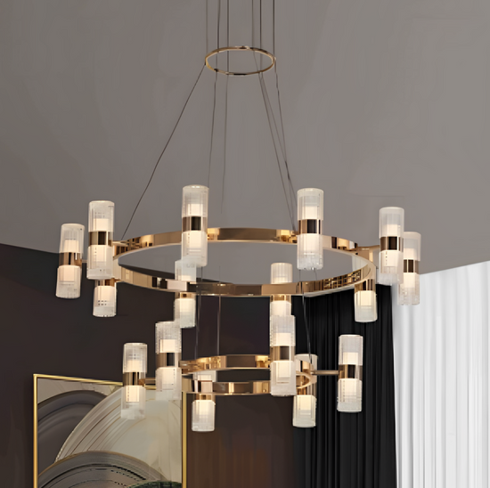 Circular Glass Double Height LED Chandelier by Gloss (P0715-16A)