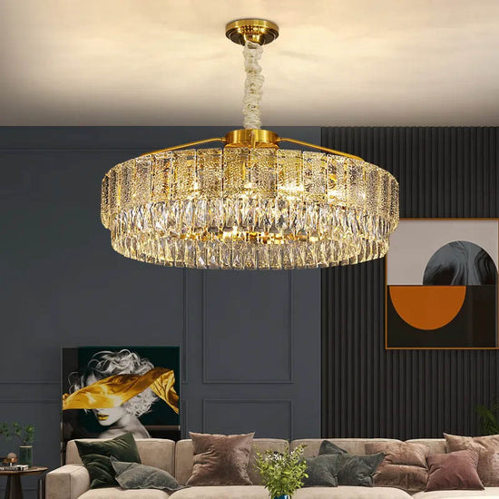 Antique Brass Color Crystal Chandelier by Gloss (SR2029480) - Best Chandelier for Living Room