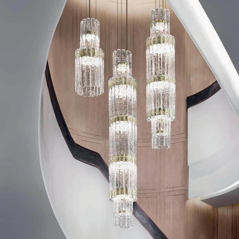 BUY ONLINE Electroplated Crystal Double Height Chandelier by Gloss (XQ-CR014) - Best Chandelier for Living Room Decor