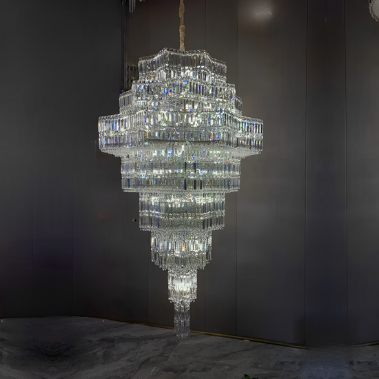 Stainless Steel Crystal Double Height Chandelier by Gloss (XQ-CR016)