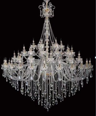 Clear Glass Crystal Double Height Chandelier by Gloss(XQ6020)