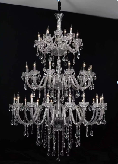 Clear Glass Crystal Double Height Chandelier by Gloss(XQ6021)