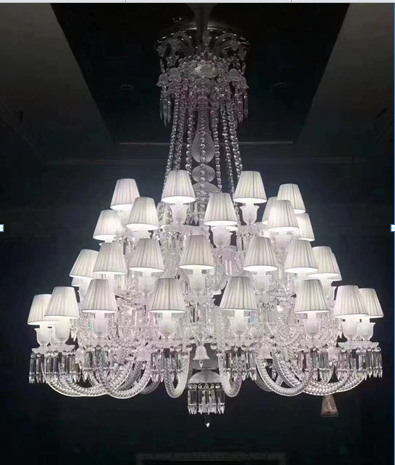 Iron Gold Plate Crystal Double Height Chandelier by Gloss(XQ6025)