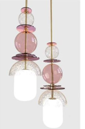 White And Pink Glass LED Pendant Lite by Gloss (XQ6027)