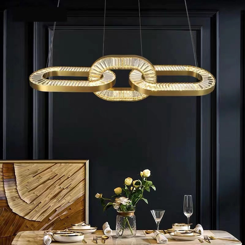 Golden Stainless Steel Crystal LED Chandelier by Gloss (9097)