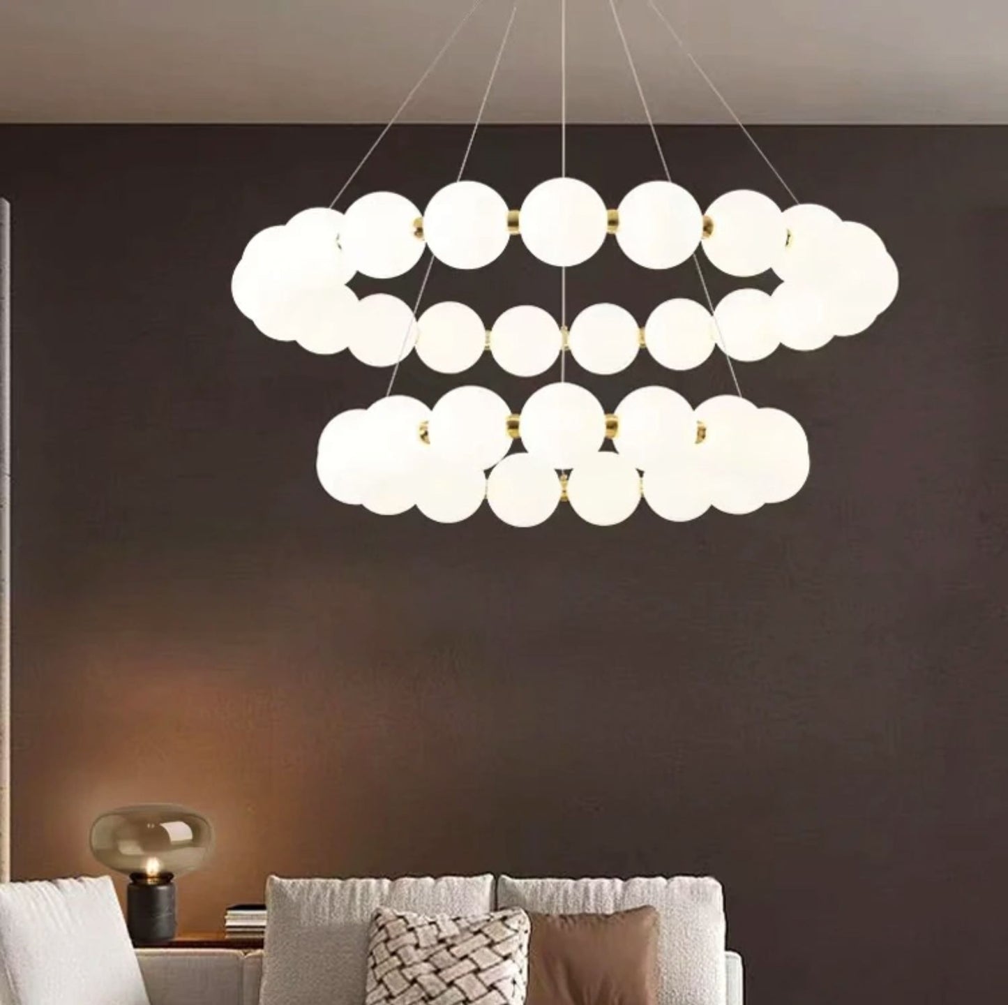 Nordic Pearl Modern White Ball LED Chandelier by Gloss (L9045/2)