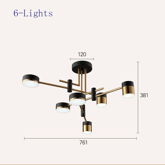 Modern Premium Luxury ceiling 6 Heads LED Chandelier Light by Gloss (9001/6)