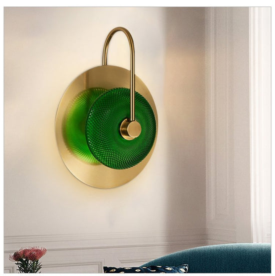 Luxury Dark Green Glass Bedside LED Wall Lamp by Gloss (B830)