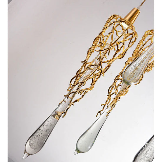 Modern Golden Crystal Glass Pendant Lighting Aluminum Pendant Hanging Light Luxury Glass Drops Pendant Light for Restaurant (Single Piece) by Gloss (SR6002/1P)
