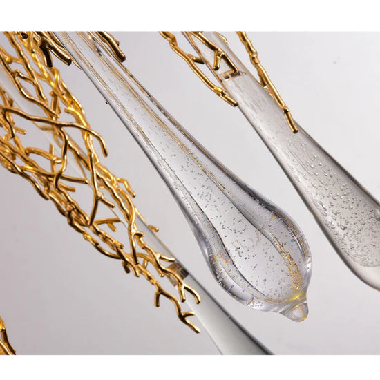 Modern Golden Crystal Glass Pendant Lighting Aluminum Pendant Hanging Light Luxury Glass Drops Pendant Light for Restaurant (Single Piece) by Gloss (SR6002/1P)