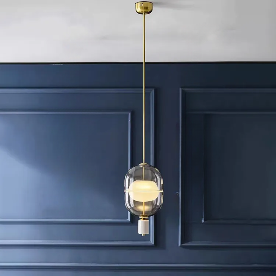 0919/1 Unique Design Brass + White Marble Indoor Decorative Pendant Light