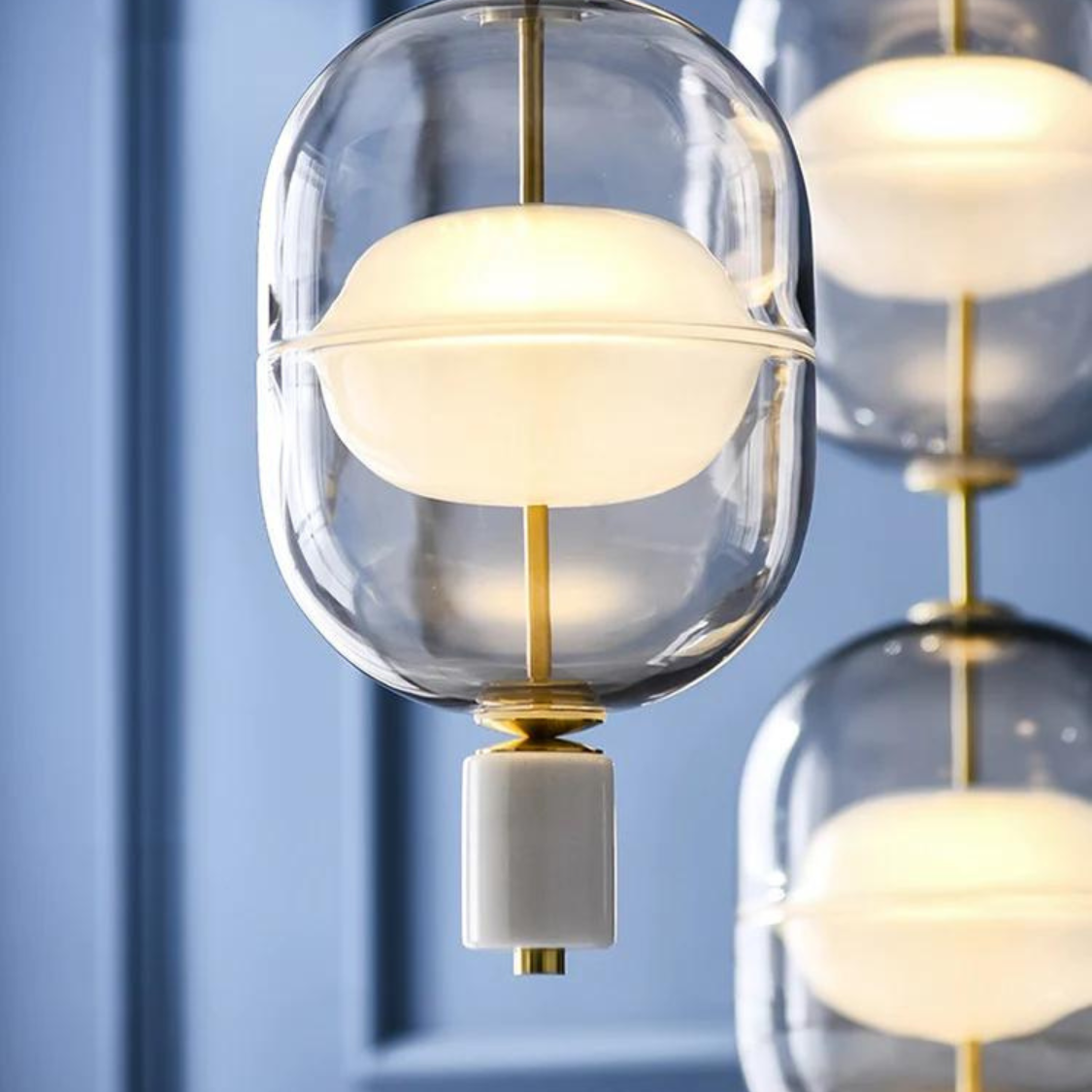 0919/3 Unique Design Brass + White Marble Indoor Decorative Pendant Light