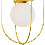 0925/2 Modern White Glass 2 Ball Pendant Light With Brass Finish Pendant Lamp