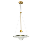 0960/350 Premium Metal Glass Water Drop Modern Brass and Clear Glass LED Pendent Lamp
