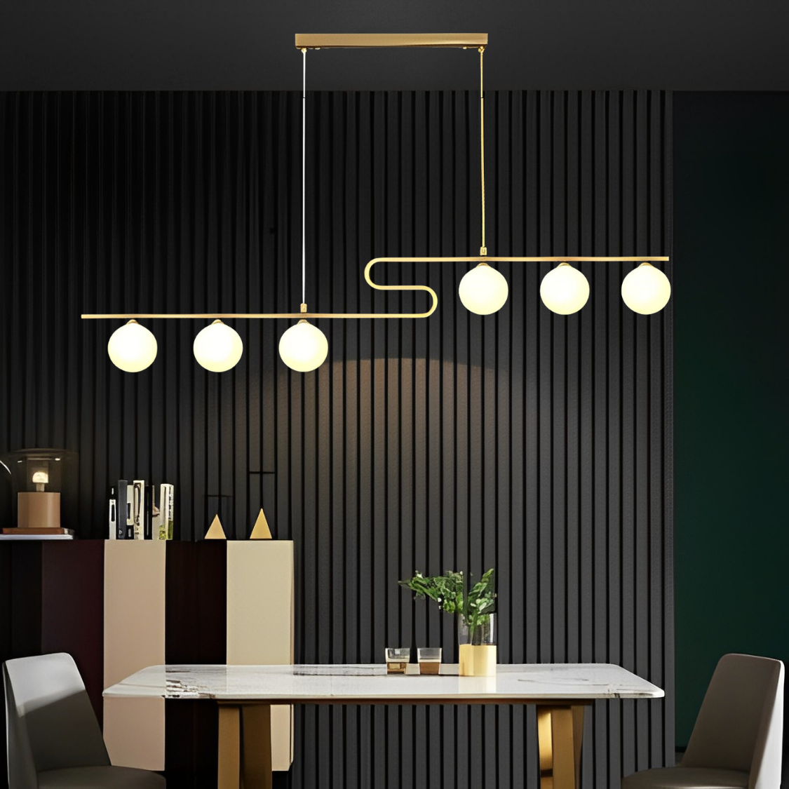 Nordic Golden and White Chandelier by Gloss (0972/6)