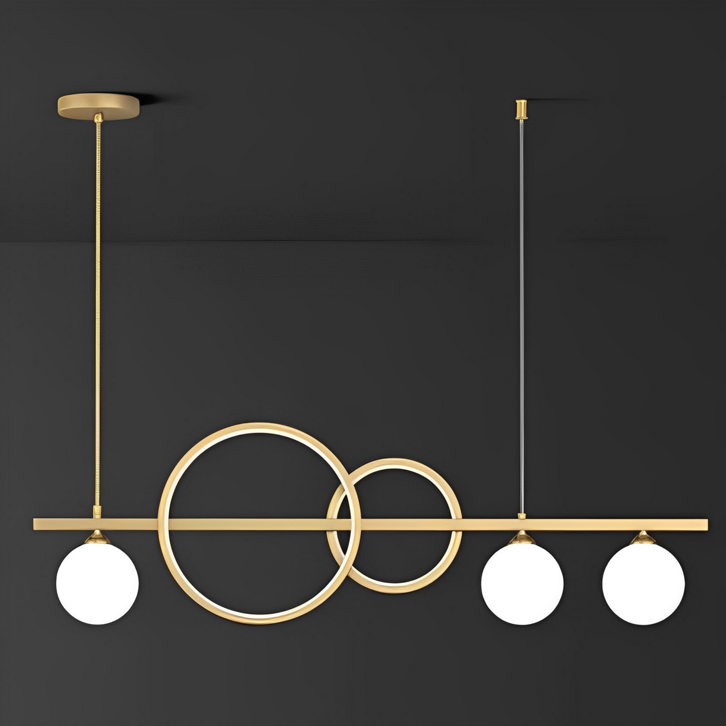 Load image into Gallery viewer, Golden &amp;amp; White Metal Glass Chandelier by Gloss (0978/3)
