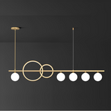 0978/5 Luxury Golden Metal Glass and White Ball Chandelier