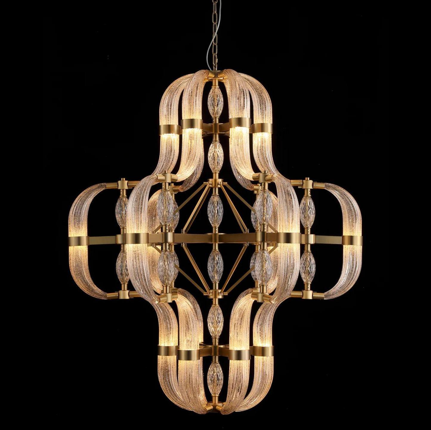 Iron Glass Circle Double height Chandelier by Gloss (9500)