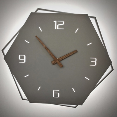Hexagonal Wall Clock by Gloss (2613-G)