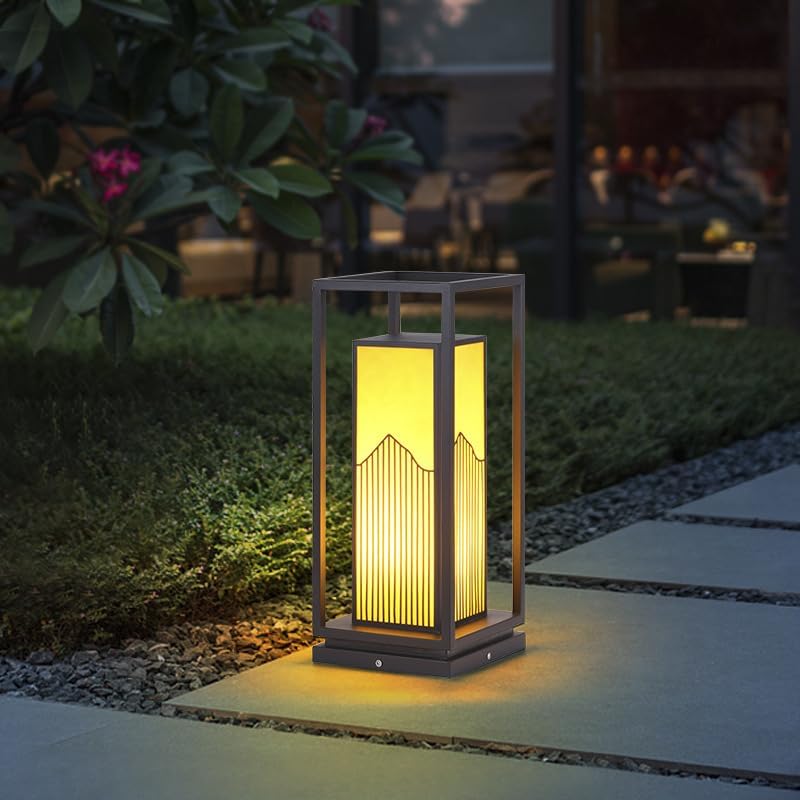 Iron white Glass Pillar Outdoor Gate Light by Gloss (ZT9011)