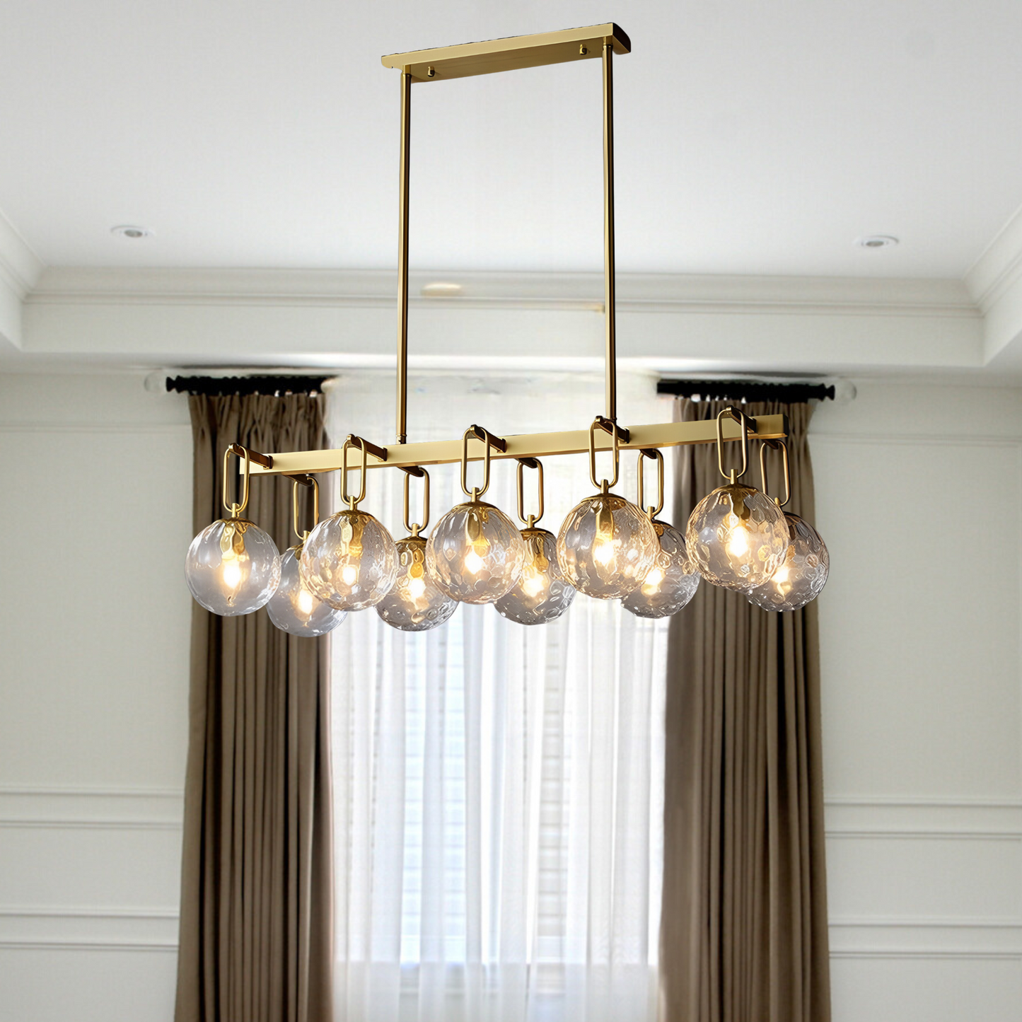 Load image into Gallery viewer, Metal Glass G9 Brass Finish Chandelier by Gloss (6012/10)
